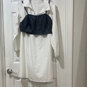 Cream Long Sleeve Bishop Shirt Dress